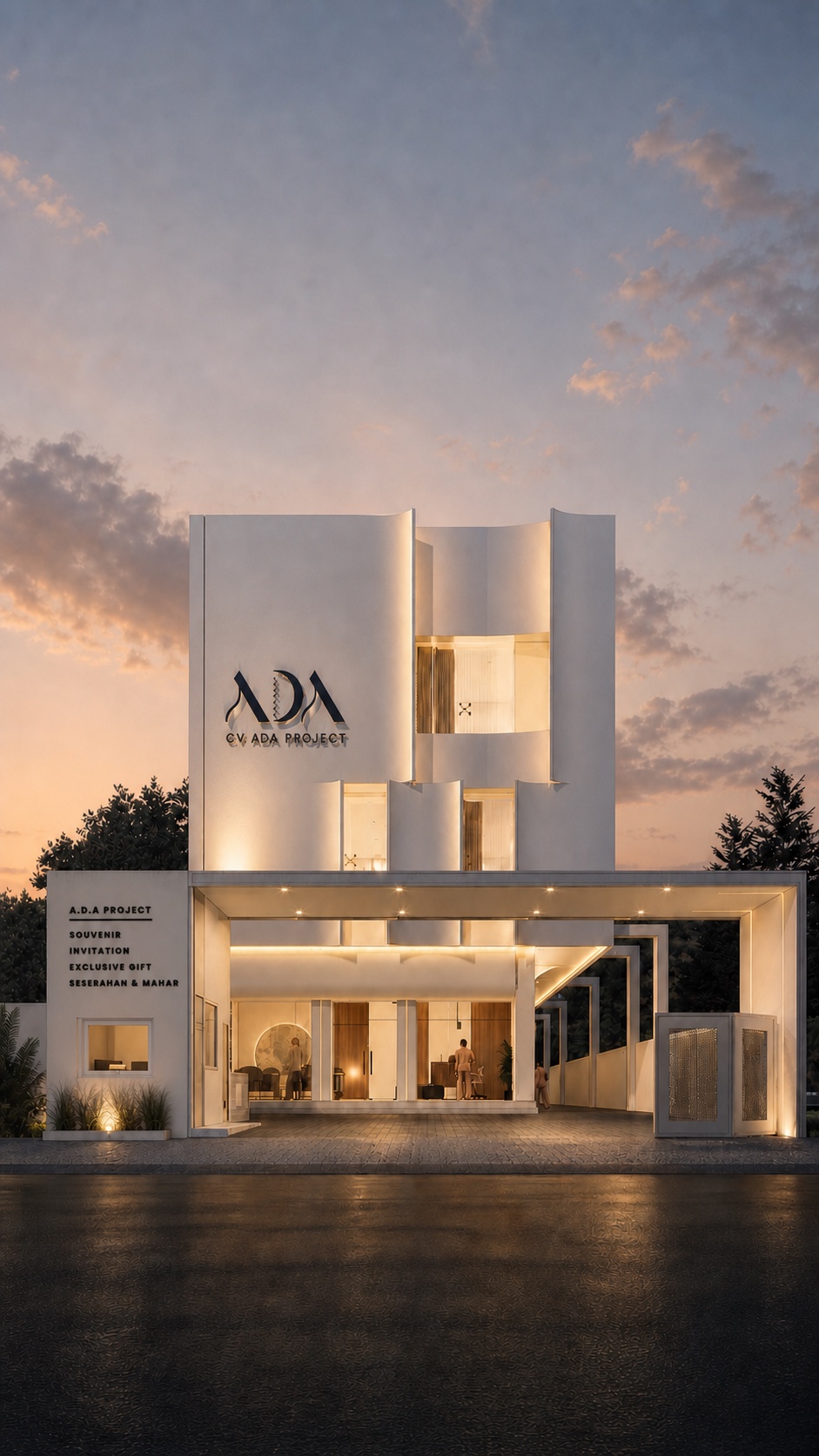 Gedung ADA Project pada waktu senja